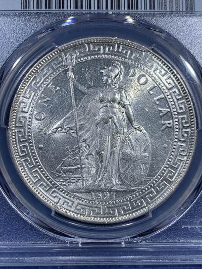 《竞宝斋》第409场 周日，周一，2场连拍 （全场包邮） PCGS MS62 英国1897年B版站洋，少见年份，收藏佳品