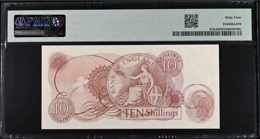 【礼羽收藏】🌏世界钱币拍卖第100期 【C01N 211920】全新UNC 1966-70年英国C序列10先令纸币 女王钞 C01N冠 无3457朦胧号
