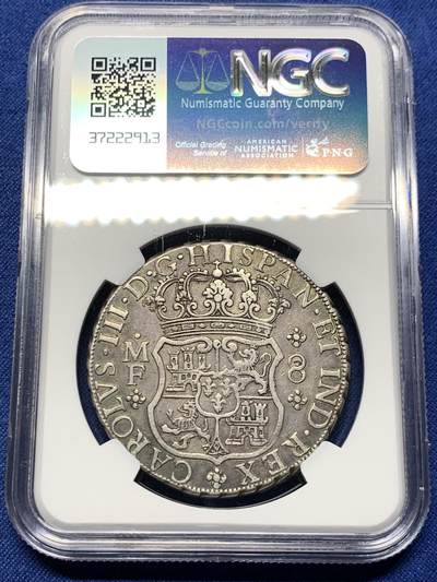 《竞宝斋》第409场 周日，周一，2场连拍 （全场包邮） NGC XF 墨西哥 1767年MO MF 地球双柱大银币 老包浆细节佳状态好