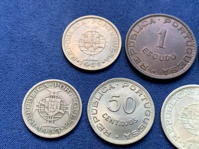 《竞宝斋》第409场 周日，周一，2场连拍 （全场包邮） 七枚一组 葡属佛得角1949-1968年 含一枚银币