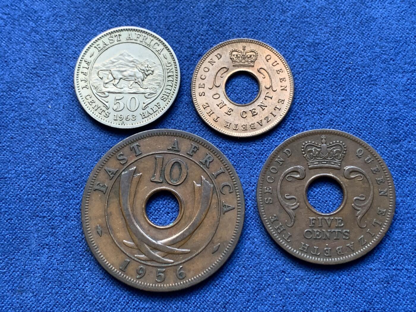 《竞宝斋》第409场 周日，周一，2场连拍 （全场包邮） 四枚一组 英属东非1955-1963年伊丽莎白二世