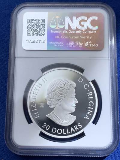 《竞宝斋》第409场 周日，周一，2场连拍 （全场包邮） NGC PF70UC 加拿大2023年荣军日彩色精制纪念银币-20加元（999纯银，38MM币径，盒证齐全，发行量7500枚）