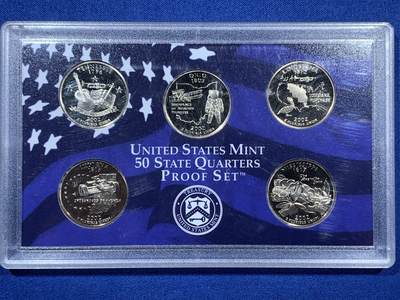 《竞宝斋》第409场 周日，周一，2场连拍 （全场包邮） 美国2002年5枚装州币 精制套币