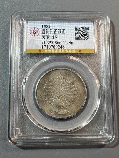 公博1852年缅甸孔雀银币09248 - 公博1852年缅甸孔雀银币09248