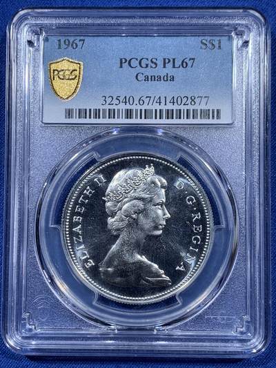 《竞宝斋》第409场 周日，周一，2场连拍 （全场包邮） NGC PL67 加拿大1967年建国百年纪念大雁银币