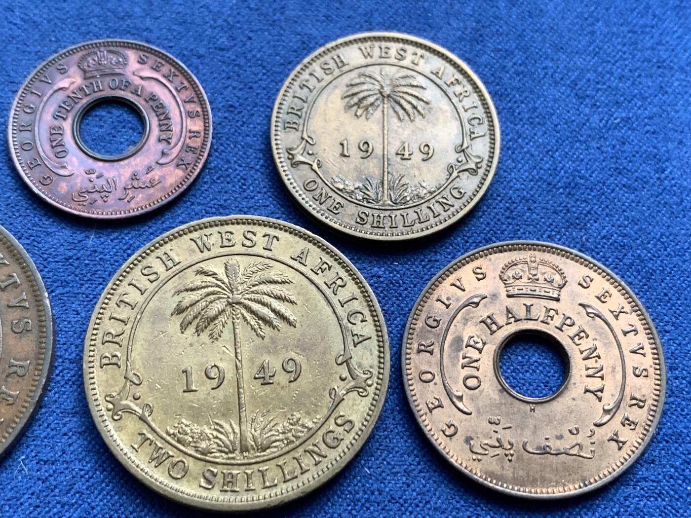 《竞宝斋》第409场 周日，周一，2场连拍 （全场包邮） 五枚一组 英属西非1949-1952年乔治六世