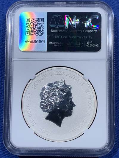 《竞宝斋》第409场 周日，周一，2场连拍 （全场包邮） NGC MS69 图瓦卢2021年约翰.韦恩纪念银币（限量15000枚，999纯银，1盎司重，币径40MM）