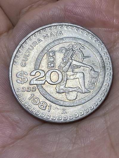 2025年第八十场(总第一百零六场）外国好品散币(免佣金) - 墨西哥🇲🇽1981年20比索(玛雅文化图案大型币)