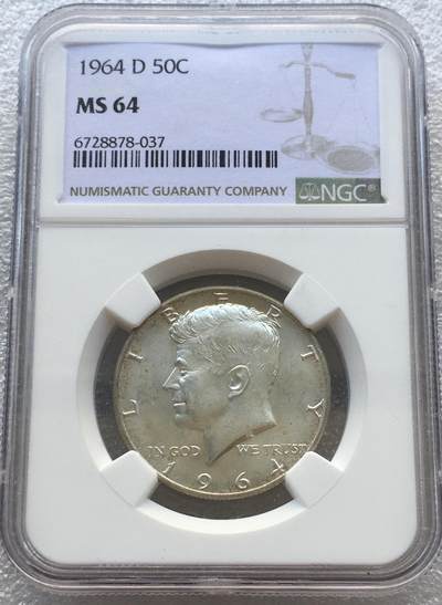 世界钱币专场拍卖 - NGCMS63美国1964年肯尼迪半美元银币12.5克90%银