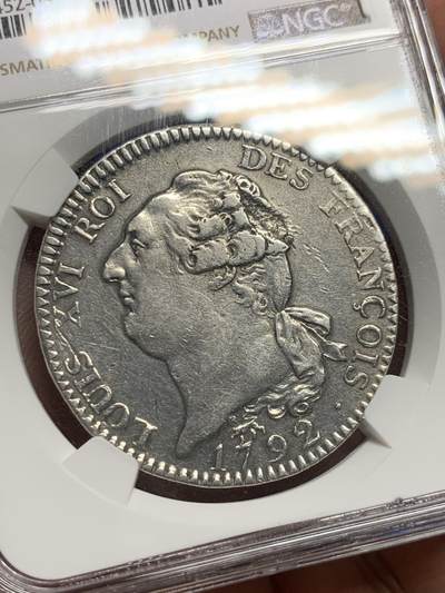 《竞宝斋》第409场 周日，周一，2场连拍 （全场包邮） NGC AUD 法国1792A路易十六天使埃居大银币