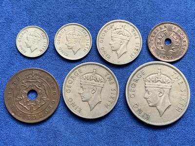 《竞宝斋》第409场 周日，周一，2场连拍 （全场包邮） 七枚一组 英属南罗德西亚1951-1952年乔治六世