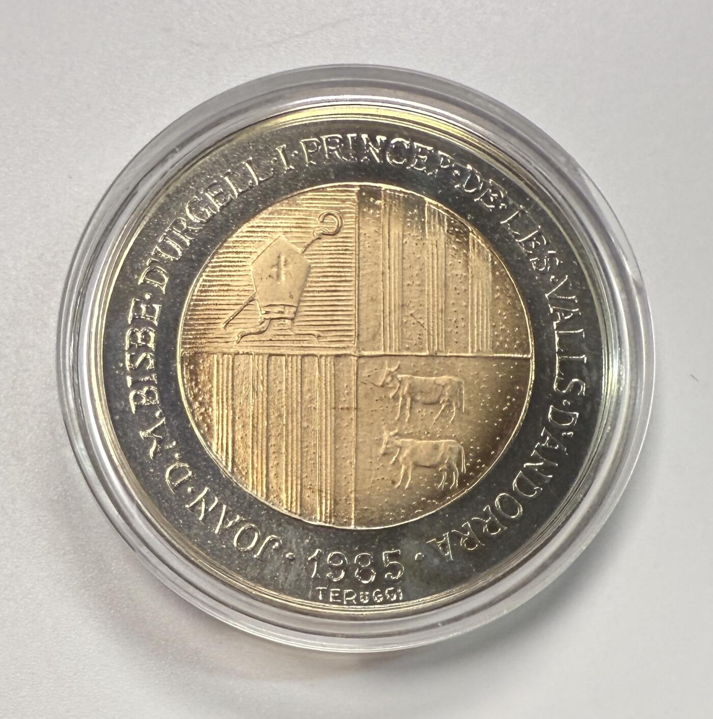 S&S Numismatic世界钱币-拍卖 第113期  安道尔1985年 卡尔加里冬奥会+汉城奥运会 2第纳尔双色纪念币 带证书