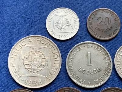 《竞宝斋》第409场 周日，周一，2场连拍 （全场包邮） 10枚一组 葡属莫桑比克1938-1951年 含3枚银币