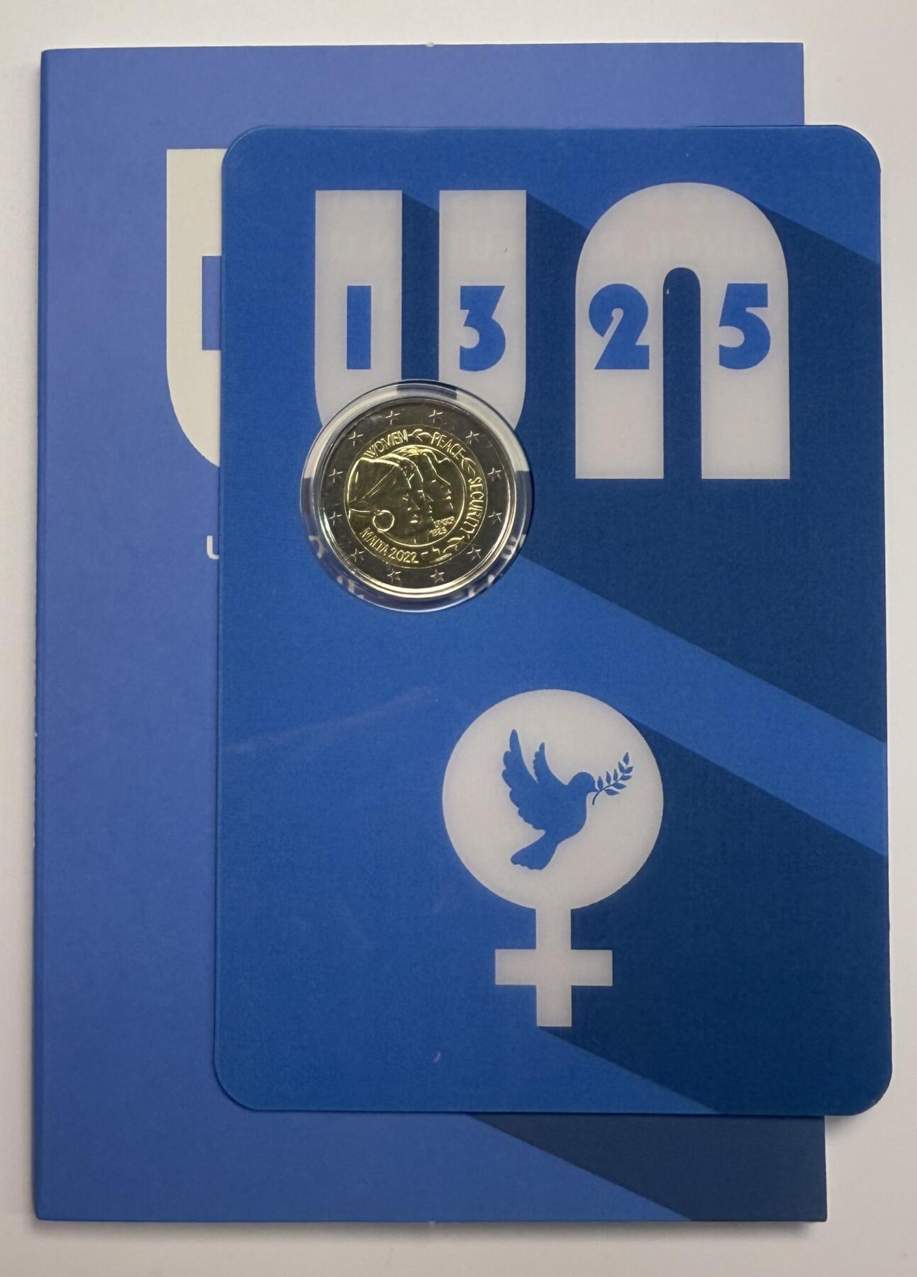 S&S Numismatic世界钱币-拍卖 第113期  马耳他2022年 安理会关于妇女平安全的决议 2欧元双色纪念币官方卡币