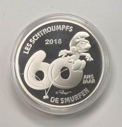 S&S Numismatic世界钱币-拍卖 第113期  - 比利时2018年 蓝精灵问世60周年 5欧元精制纪念银币 盒证齐全