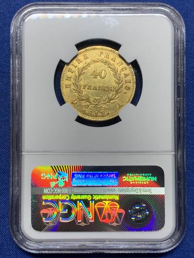 《竞宝斋》第409场 周日，周一，2场连拍 （全场包邮） NGC AU58 法国1812A拿破仑一世40法郎金币，12.9克 在同分数中难得一见的状态，MS级别价格已经起飞，AU58是性价比之选