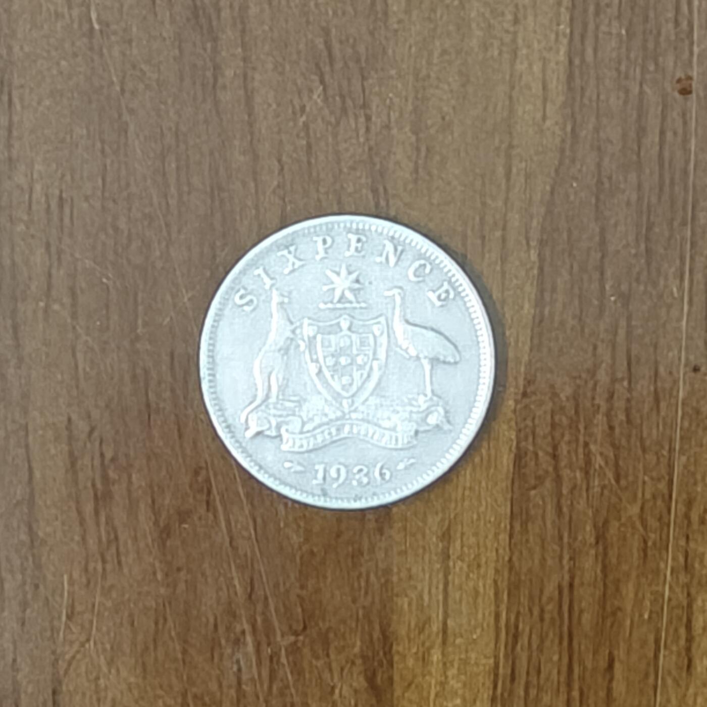 澳大利亚乔治五世1936年6便士银币 19.4MM2.83克925银 U301