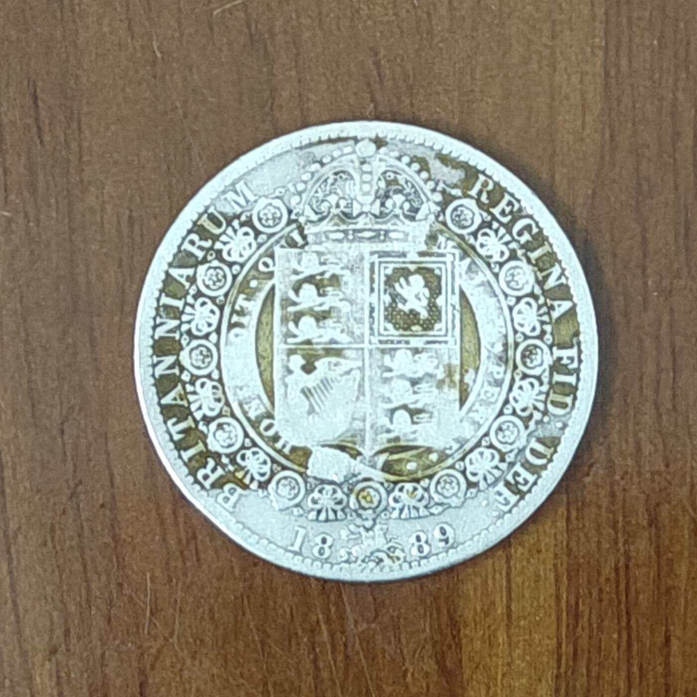 1889年英国半1/2克朗银币 维多 32.2mm 欧洲银币 