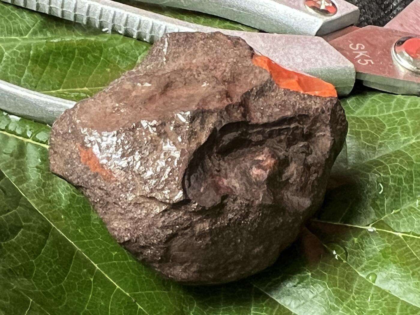 零元拍：南红玛瑙手把石。约107克，开口红艳艳，纯天然，独一无二的（天然原石不可避免有瑕疵，裂纹，介意勿拍）因为拍照环境以及光线的变化，颜色以实物为准。成品很美丽，原石亦魅力无穷。