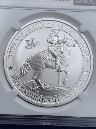 《竞宝斋》第409场 周日，周一，2场连拍 （全场包邮） NGC MS69 图瓦卢2021年约翰.韦恩纪念银币（限量15000枚，999纯银，1盎司重，币径40MM）