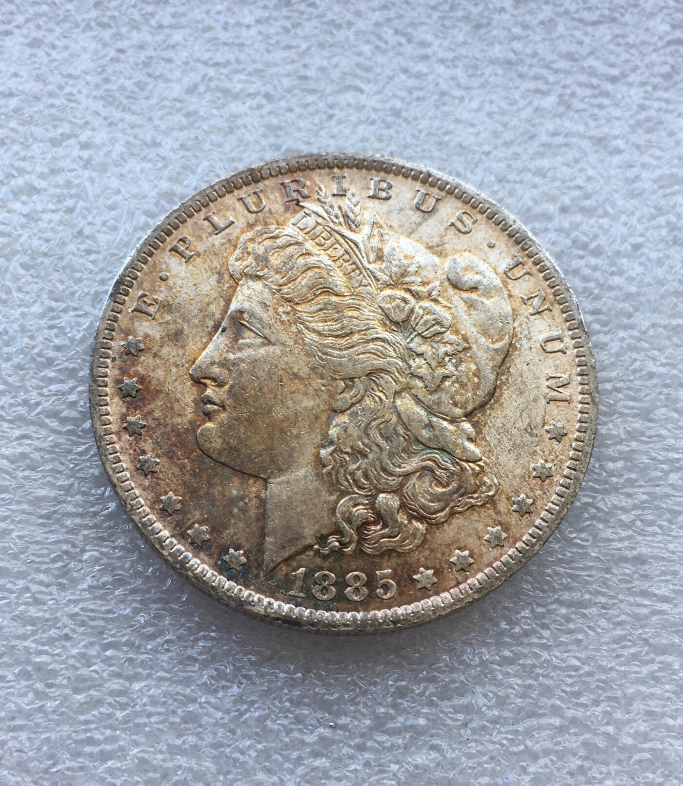 世界钱币专场拍卖 美国1885年摩根女神一美元银币26.8克90%银币 原光状态