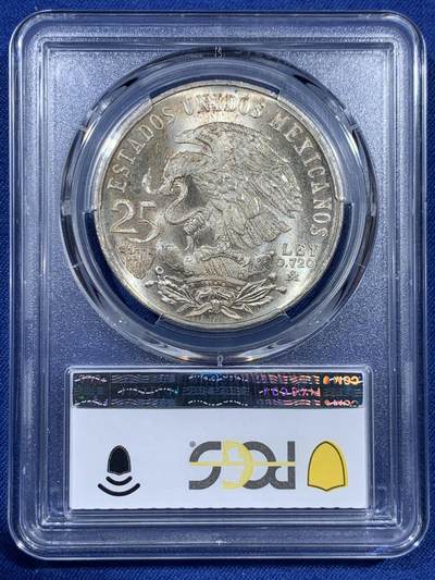 《竞宝斋》第409场 周日，周一，2场连拍 （全场包邮） PCGS MS66 墨西哥1968年25比索银币 奥运纪念 经典品种 卷拆品 两面爆光 银光赏心悦目 适合收藏