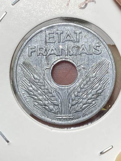 2025年第八十场(总第一百零六场）外国好品散币(免佣金) 少见好品–法国1942年20生丁(维希傀儡政府时期，Thick flan 厚版，仅发行3年 )