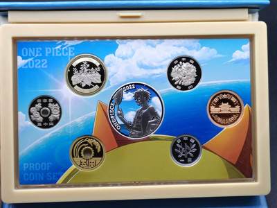 【淘币小摊】实时拍第八百九十六拍   银币套币场    每周一统一发货 日本2022年海贼王精制套币含彩色银章原盒原证20克925银章