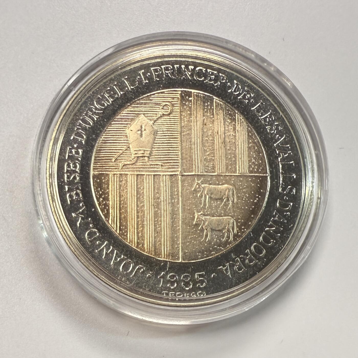 S&S Numismatic世界钱币-拍卖 第113期  安道尔1985年 卡尔加里冬奥会+汉城奥运会 2第纳尔双色纪念币 带证书