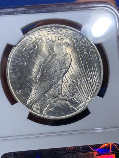 《竞宝斋》第409场 周日，周一，2场连拍 （全场包邮） NGC MS63 美国1923年和平一元银币