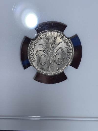 《竞宝斋》第409场 周日，周一，2场连拍 （全场包邮） NGC MS64 法属印支 1940年 10分 高分辅币