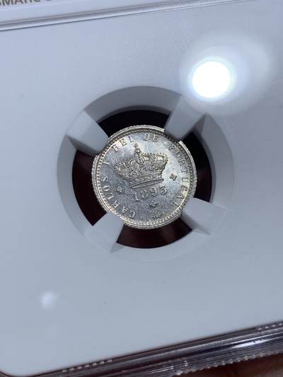 《竞宝斋》第409场 周日，周一，2场连拍 （全场包邮） NGC MS63 葡萄牙1893年卡洛斯一世50R银币