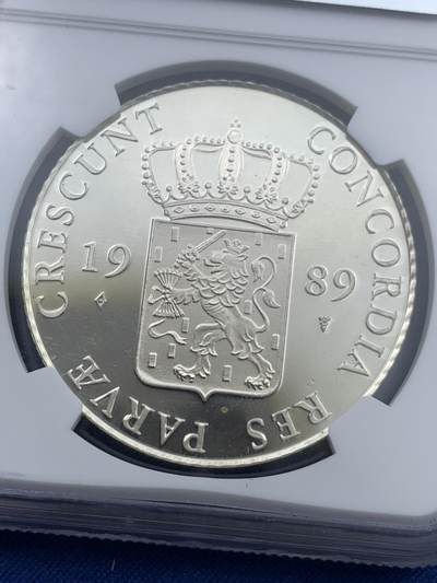 《竞宝斋》第409场 周日，周一，2场连拍 （全场包邮） NGC PF69UC 荷兰1989年乌特勒支站人武士1杜卡特复刻银币（荷兰皇家造币厂官方重铸每年都有发行，1989为首年版，盒证齐全，冠军分品相）