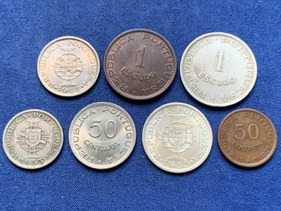 《竞宝斋》第409场 周日，周一，2场连拍 （全场包邮） 七枚一组 葡属佛得角1949-1968年 含一枚银币