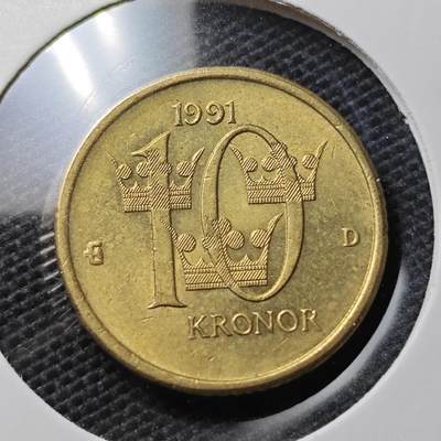 KK钱币收藏小铺 第326期 2月预留时间 周末发货 - 1991瑞典10克朗 