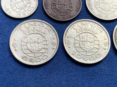 《竞宝斋》第409场 周日，周一，2场连拍 （全场包邮） 七枚一组 葡属东帝汶1958-1964年 含3枚银币