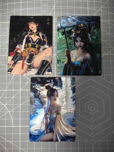 奇点卡牌 第九场拍卖 感谢各位捧场 品控放大镜勿拍 出厂品质不包厂瑕 部分卡牌设有底价 拒绝小号顶价  - 奇点卡牌 小白＋雨霖铃＋庄姬粗闪