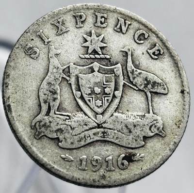 文馨钱币收藏第 267 场，长期接收代拍品 - 1916 年英属澳大利亚乔治五世 6 便士银币