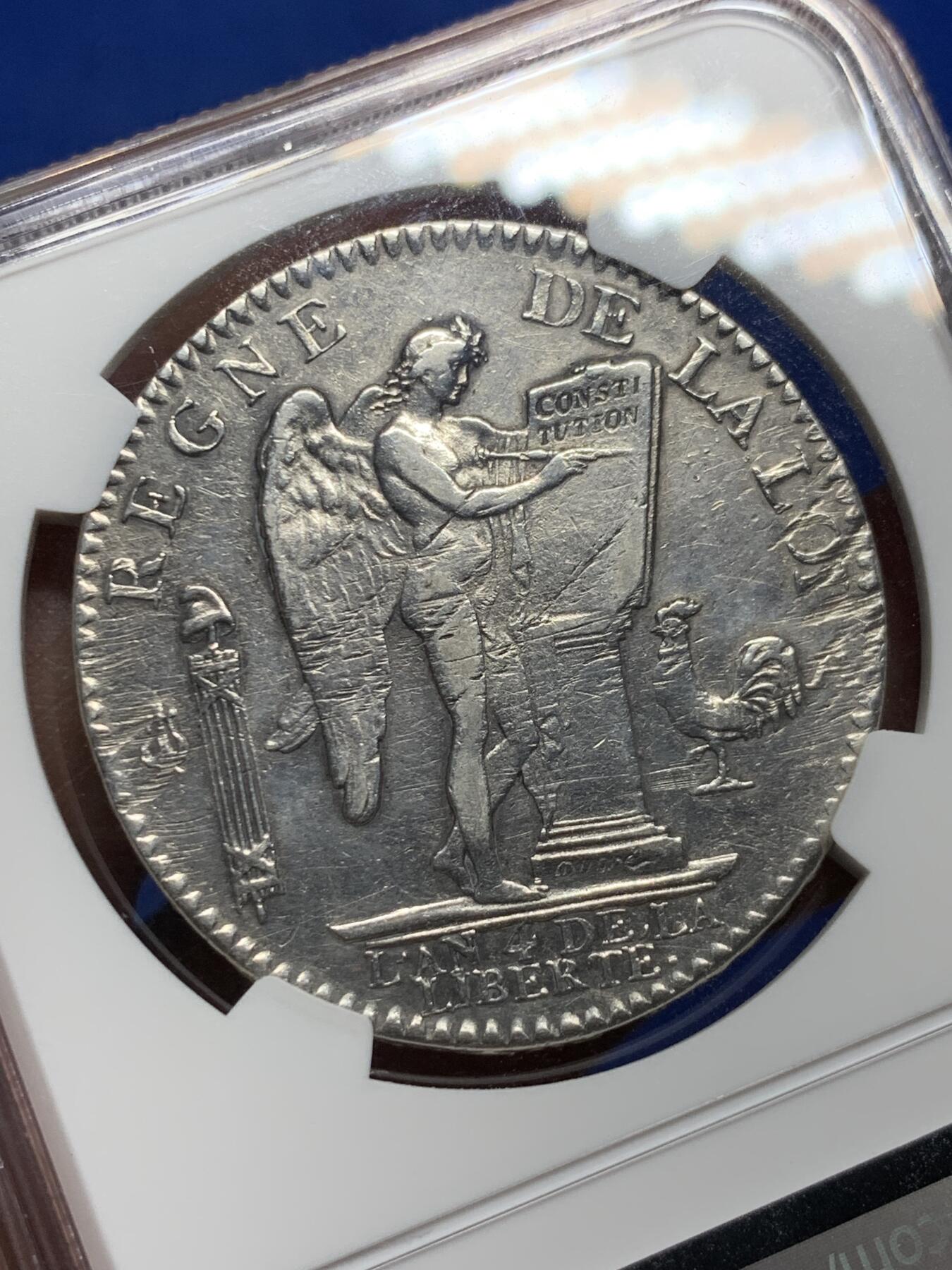 《竞宝斋》第409场 周日，周一，2场连拍 （全场包邮） NGC AUD 法国1792A路易十六天使埃居大银币