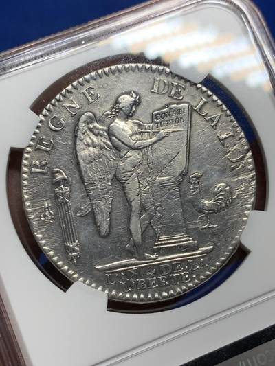 《竞宝斋》第409场 周日，周一，2场连拍 （全场包邮） NGC AUD 法国1792A路易十六天使埃居大银币