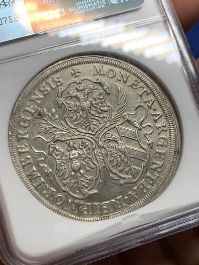 《竞宝斋》第409场 周日，周一，2场连拍 （全场包邮） NGC UNC 德国 纽伦堡帝国自由城 1680年 景观泰勒银币 打制深峻 细节见图