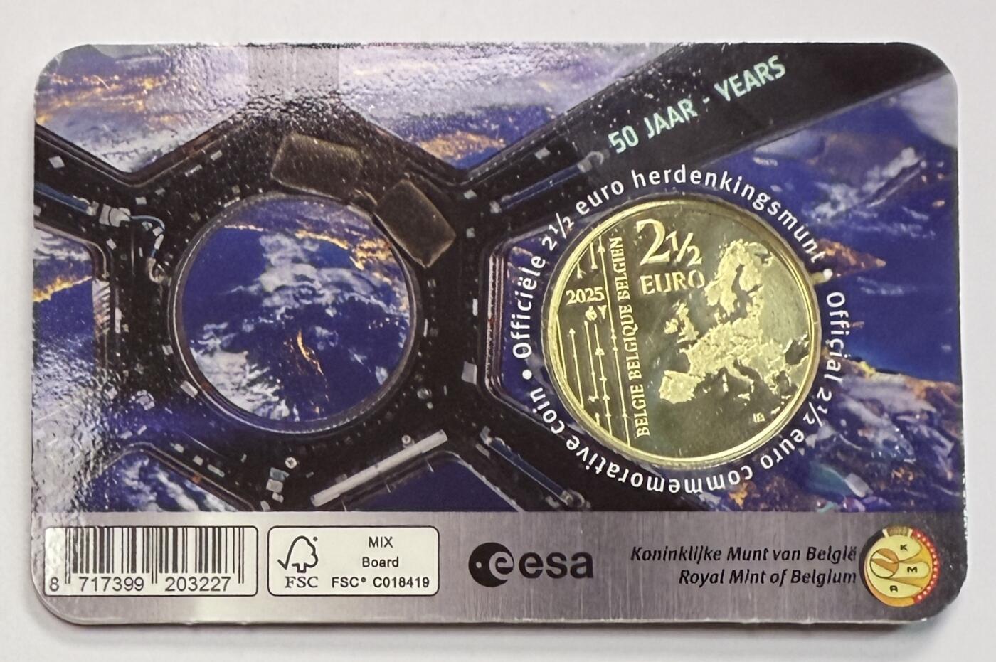 S&S Numismatic世界钱币-拍卖 第113期  比利时2025年 欧洲航天局50年 2.5欧元纪念铜币官方卡币