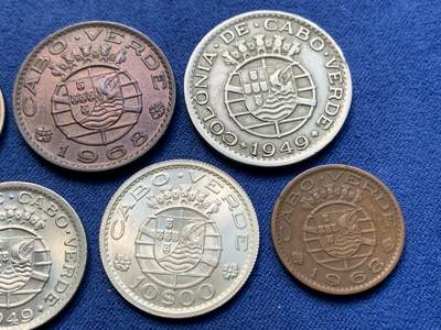 《竞宝斋》第409场 周日，周一，2场连拍 （全场包邮） 七枚一组 葡属佛得角1949-1968年 含一枚银币