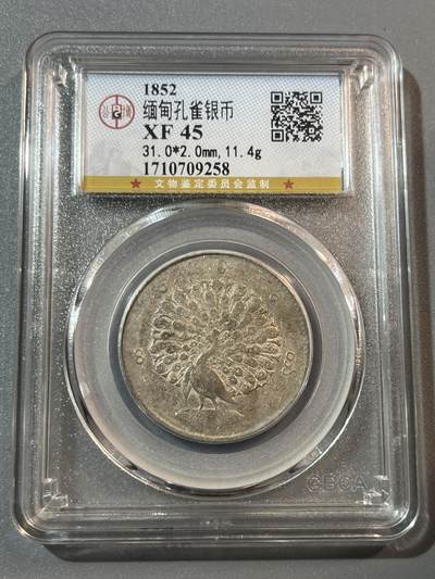 公博1852年缅甸孔雀银币09258 - 公博1852年缅甸孔雀银币09258