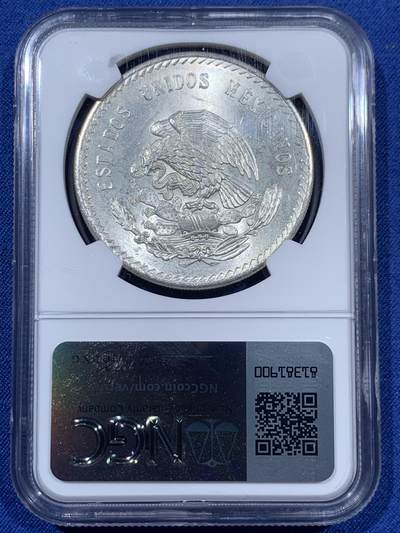 《竞宝斋》第409场 周日，周一，2场连拍 （全场包邮） NGC MS65 墨西哥1948年玛雅酋长5比索大银币 卷拆原光