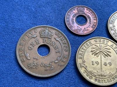 《竞宝斋》第409场 周日，周一，2场连拍 （全场包邮） 五枚一组 英属西非1949-1952年乔治六世