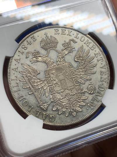 《竞宝斋》第409场 周日，周一，2场连拍 （全场包邮） NGC MS61 奥地利帝国 1843/2A 斐迪南一世 泰勒银币 唯一冠军分 不可多得的藏品