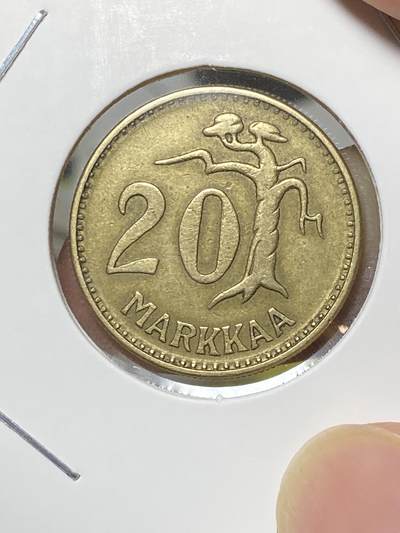 2025年第八十场(总第一百零六场）外国好品散币(免佣金) 少见–芬兰🇫🇮1954年20马克(共和国时期第一套，早期年份H标)