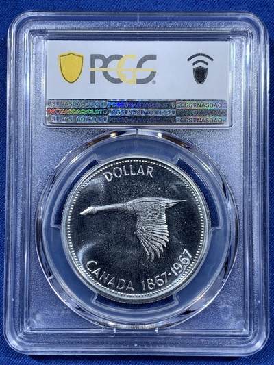 《竞宝斋》第409场 周日，周一，2场连拍 （全场包邮） NGC PL67 加拿大1967年建国百年纪念大雁银币