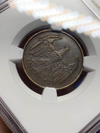 《竞宝斋》第409场 周日，周一，2场连拍 （全场包邮） NGC AU58BN 德国魏玛共和国 1932A 4芬尼 铜币